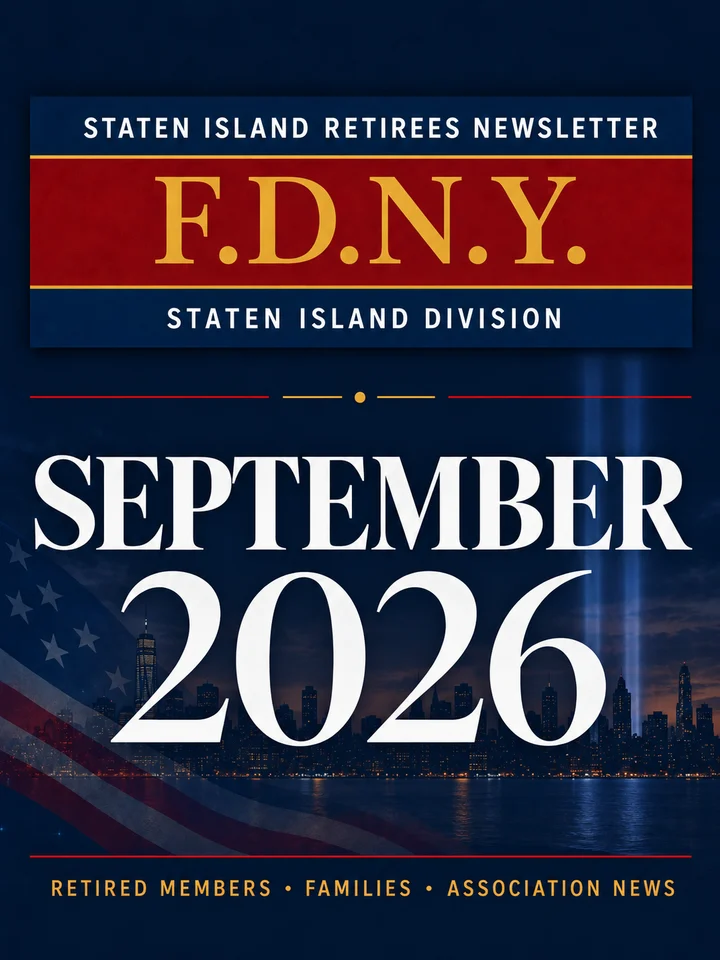 Cover of the September 2026 FDNY Staten Island Retirees newsletter
